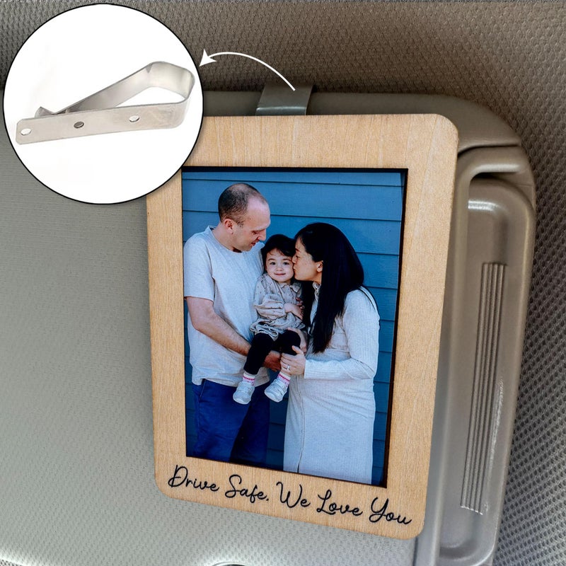 Drive Safe I Love You Car Visor Clip - Drive Safe Photo Car Visor Clips لزوج الأب والأم - هدية عيد الأب 2025 - حامل صور بولارويد للسيارات - مشبك صور لأقنعة الشمس للسيارات - هدايا جديدة للسائق - Image 5